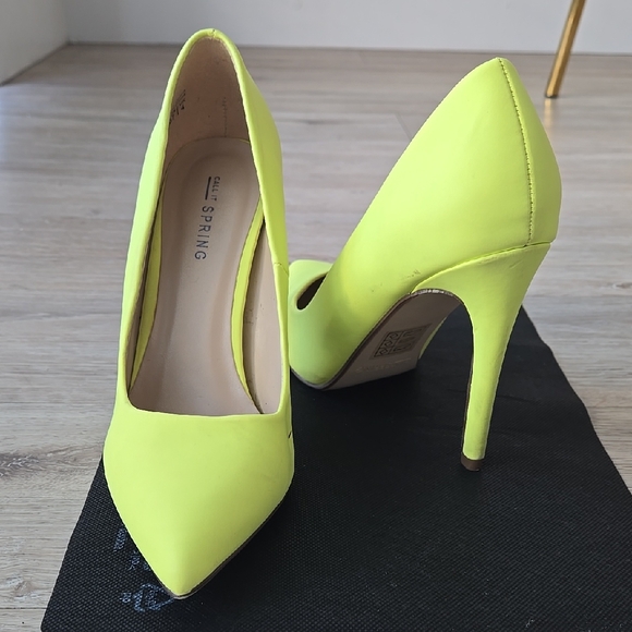 Call It Spring Women's Neon Yellow Heels - Picture 1 of 2